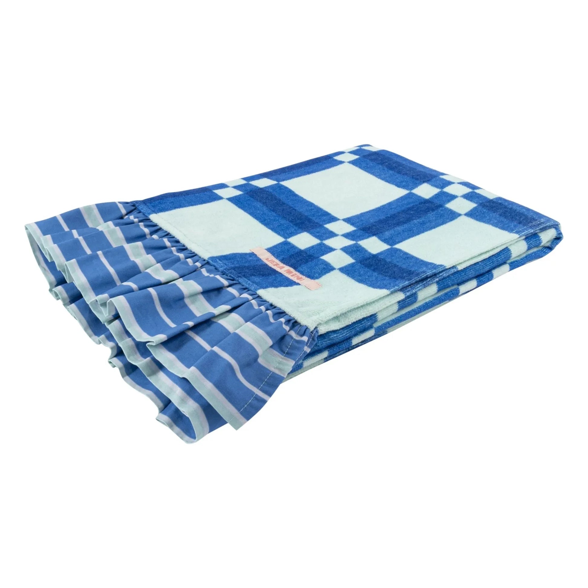 Jera Mini - Beach Towel Ruffles Tiles Terrycloth | Blue