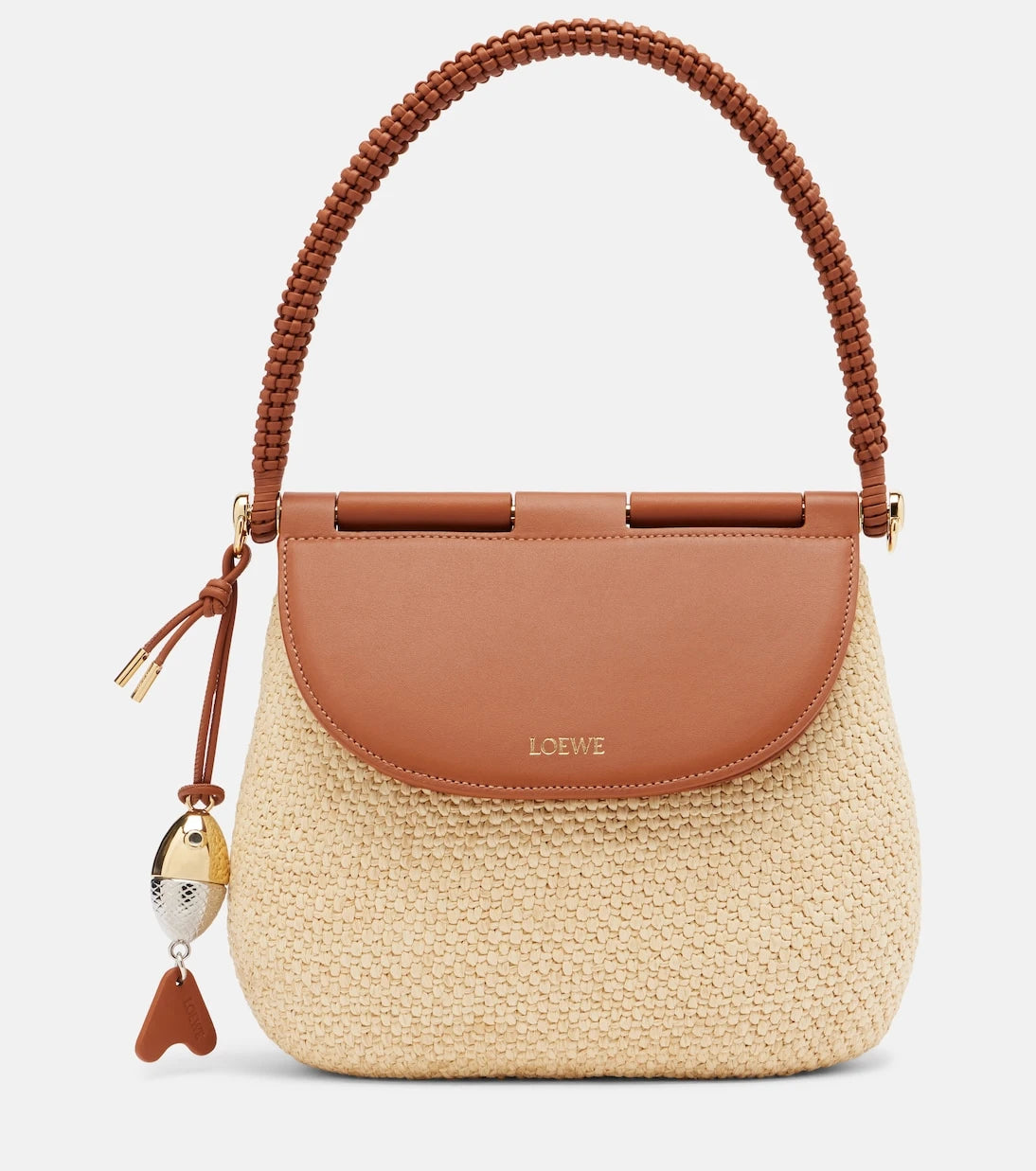 Loewe - حقيبة كتف باولا أيبزا بيسكادور المتوسطة من الرافيا
