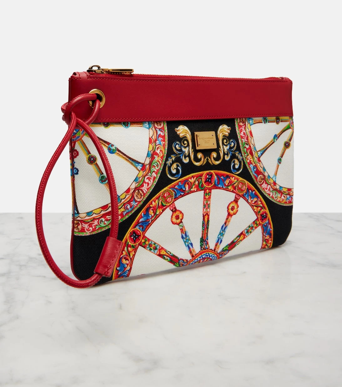 Dolce&Gabbana - Small printed leather-trimmed canvas pouch