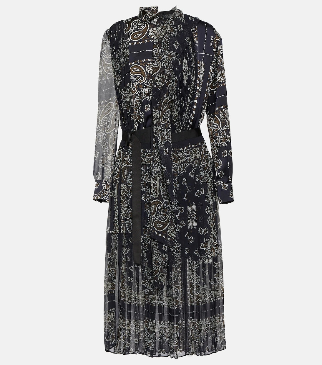 Sacai - فستان ميدي بطبعة باندانا