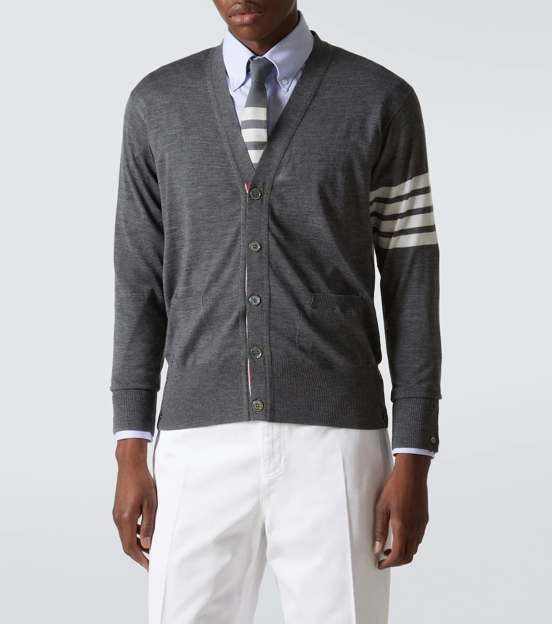 Thom Browne - كارديجان صوف مزين بشريط 4-Bar
