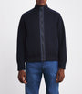Paul & Shark Blue Wool Panelled Ribbed Zipped Sweater
