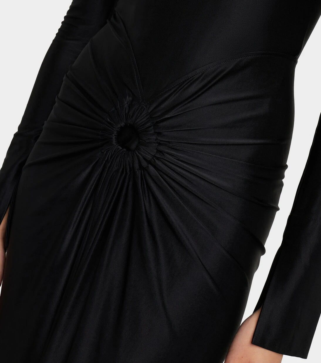 فستان فيكتوريا بيكهام متوسط الطول من الجيرسيه المكسو بكسرات عند الخصر "فرانسيس"