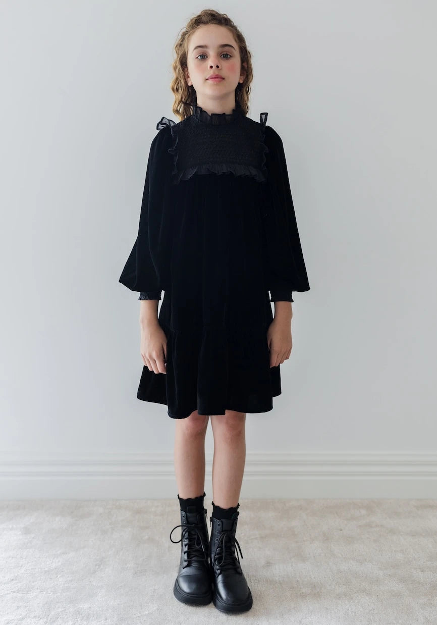 Petite Amalie - Shirred velvet dress