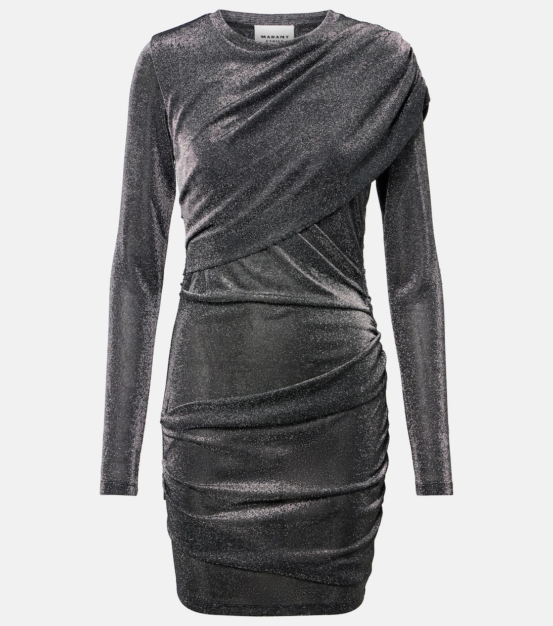Marant Etoile - Denise draped jersey lamé minidress