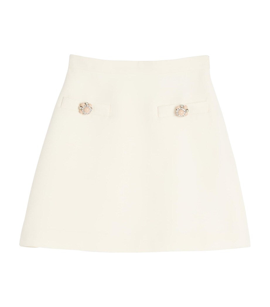 Valentino Ivory Virgin Wool-Silk Mini Skirt