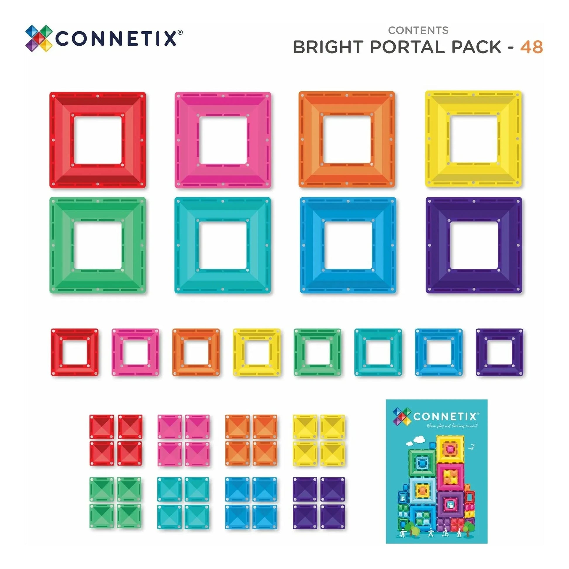 Connetix - Bright Portal pack - 48 pieces | Rainbow