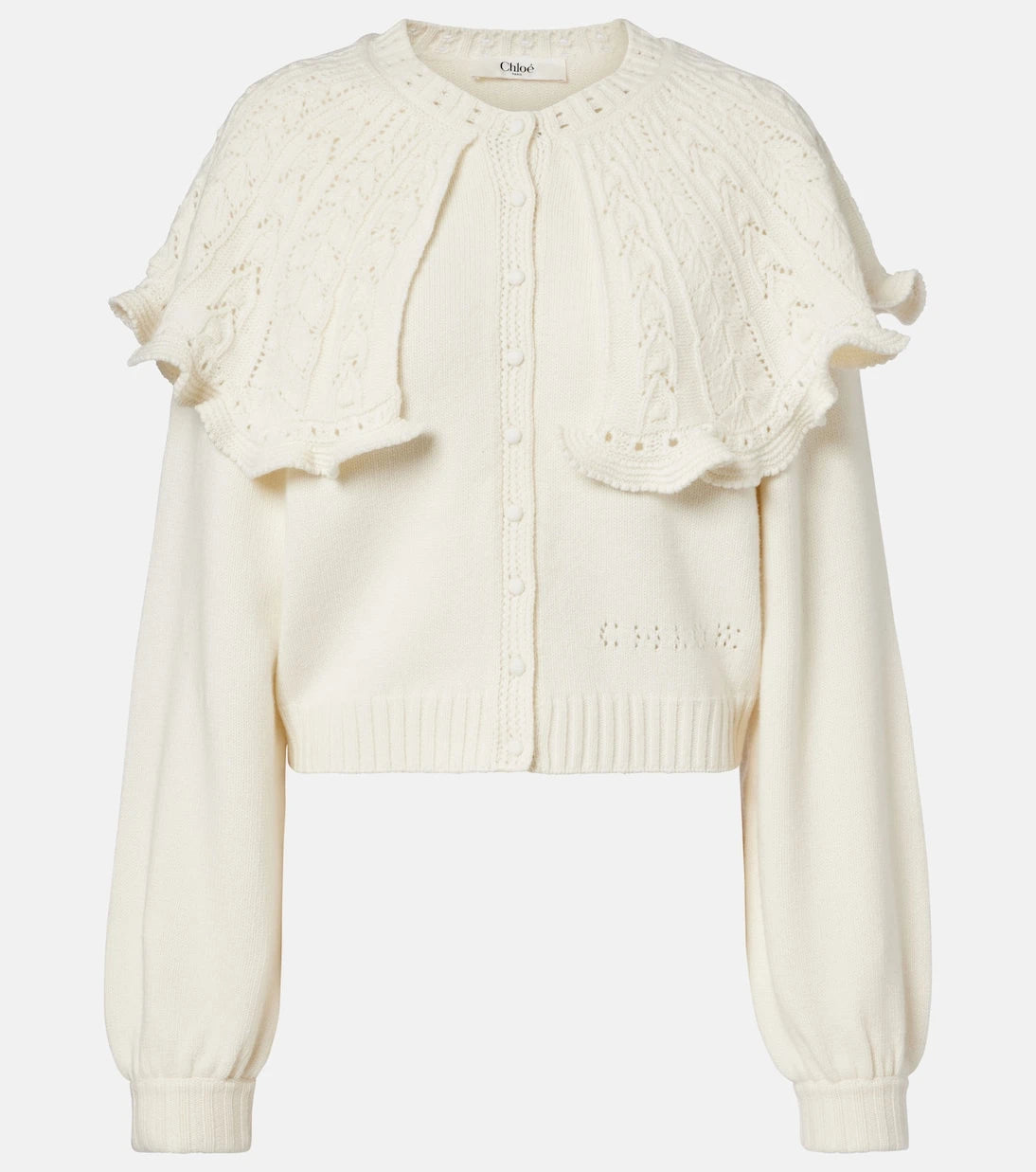 Chloé - Ruffled wool and cashmere cardigan
