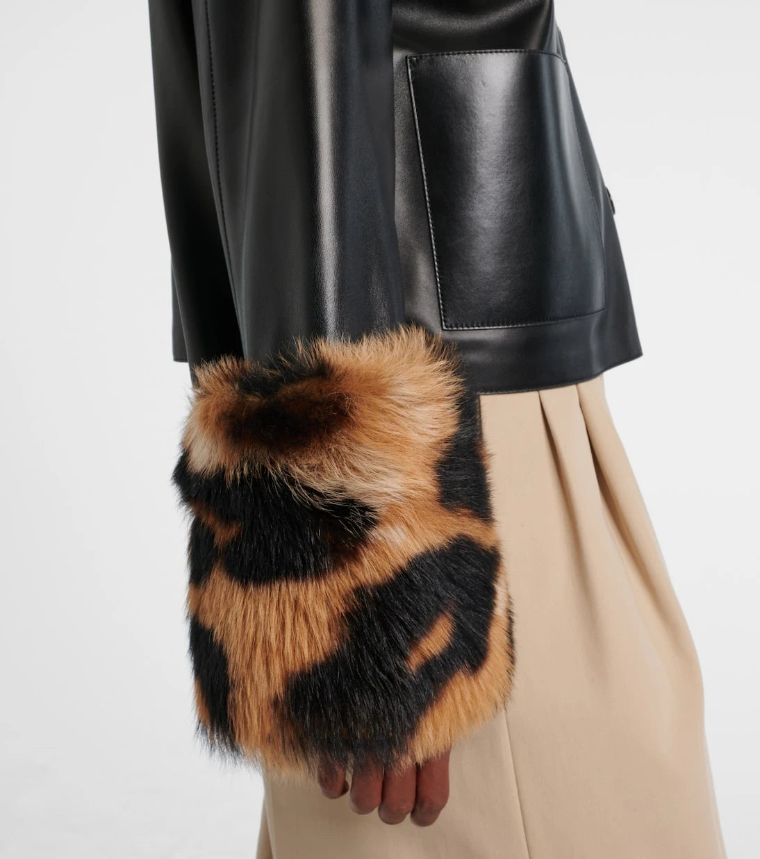 Loewe - Shearling-trimmed leather jacket