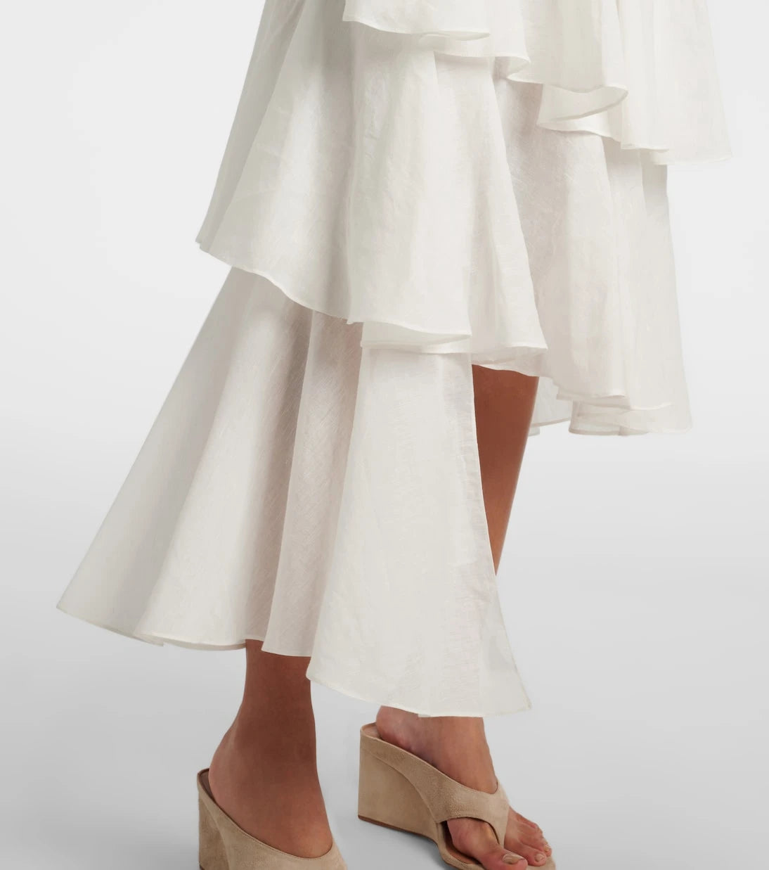 Alaïa - Asymmetric cotton and linen maxi skirt