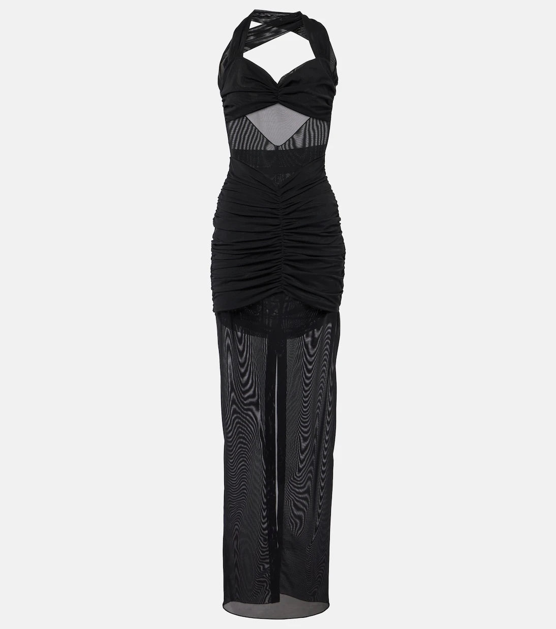 Alessandra Rich - Ruched sheer mesh maxi dress