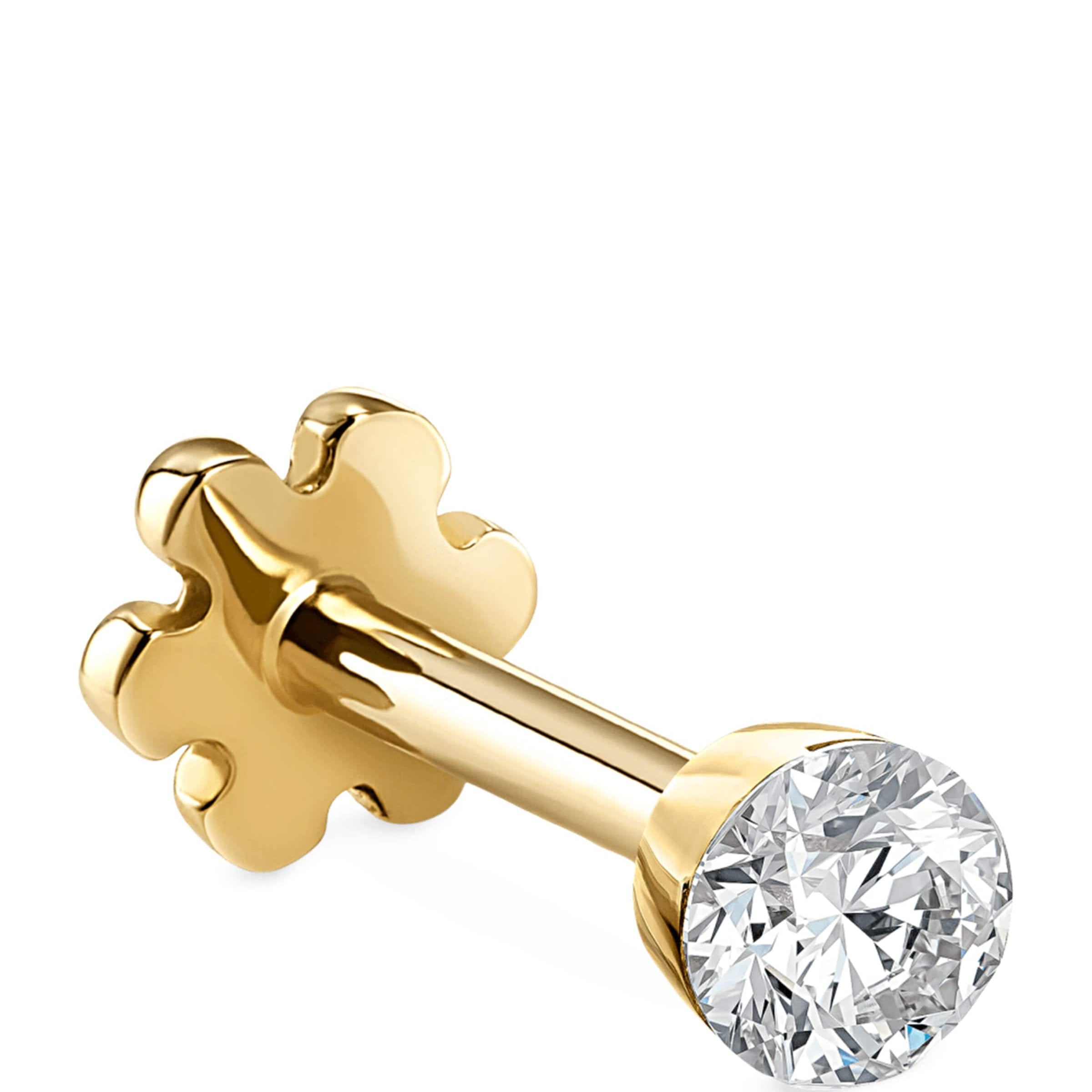 Maria Tash Yellow Gold Invisible Set Diamond Threaded Stud Earring (2mm)