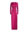 Victoria Beckham Red Long-Sleeve Ruched Maxi Dress