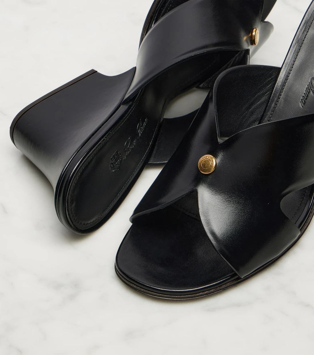 Loro Piana - Vera 80 leather wedge mules