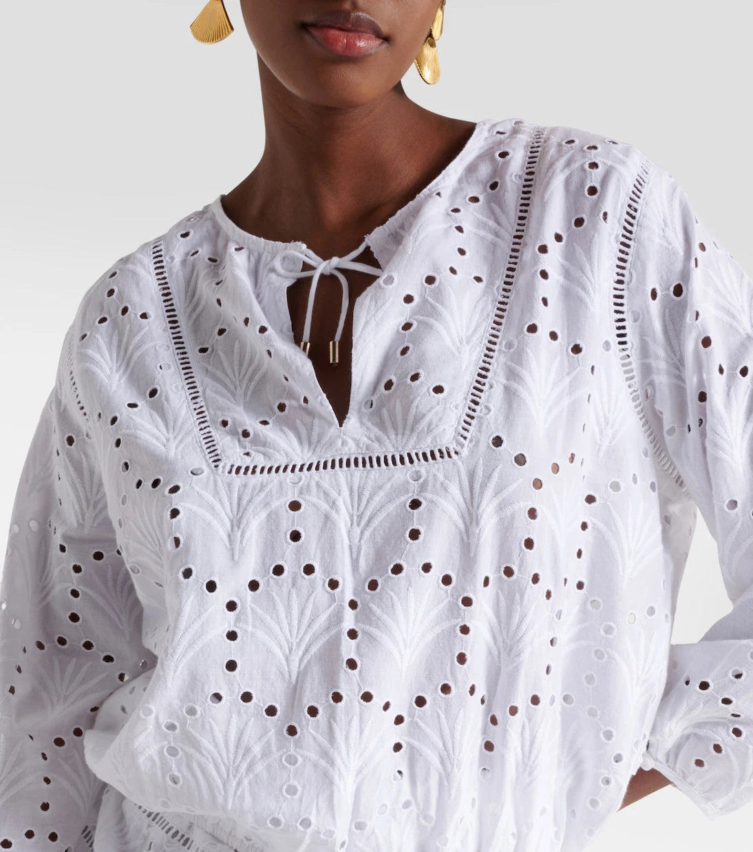 Melissa Odabash - Angie puff-sleeve cotton crop top