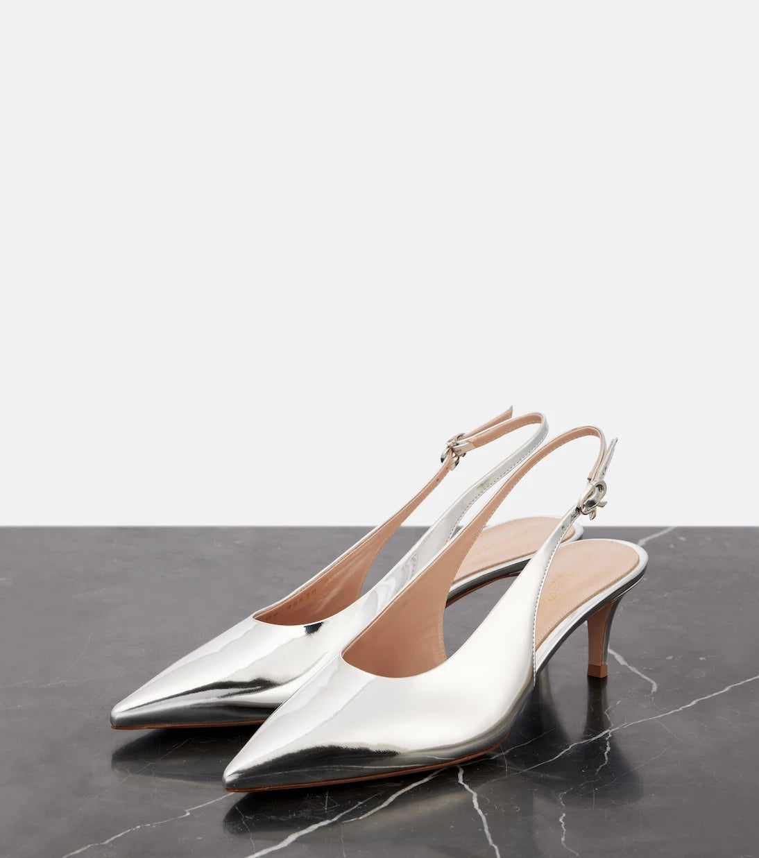 Gianvito Rossi - 55 metallic leather slingback pumps