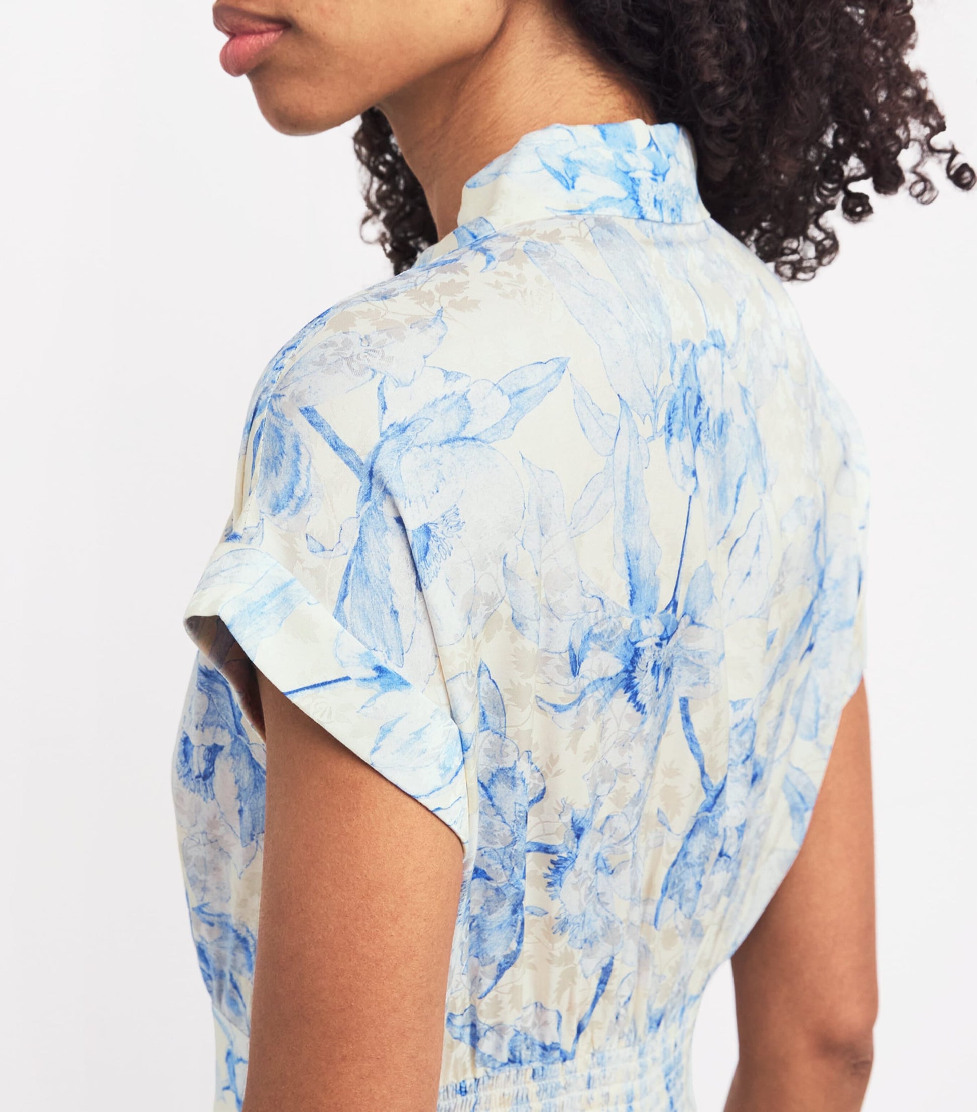 Satin Floral Midi Dress BLUE FLOWER PRINT