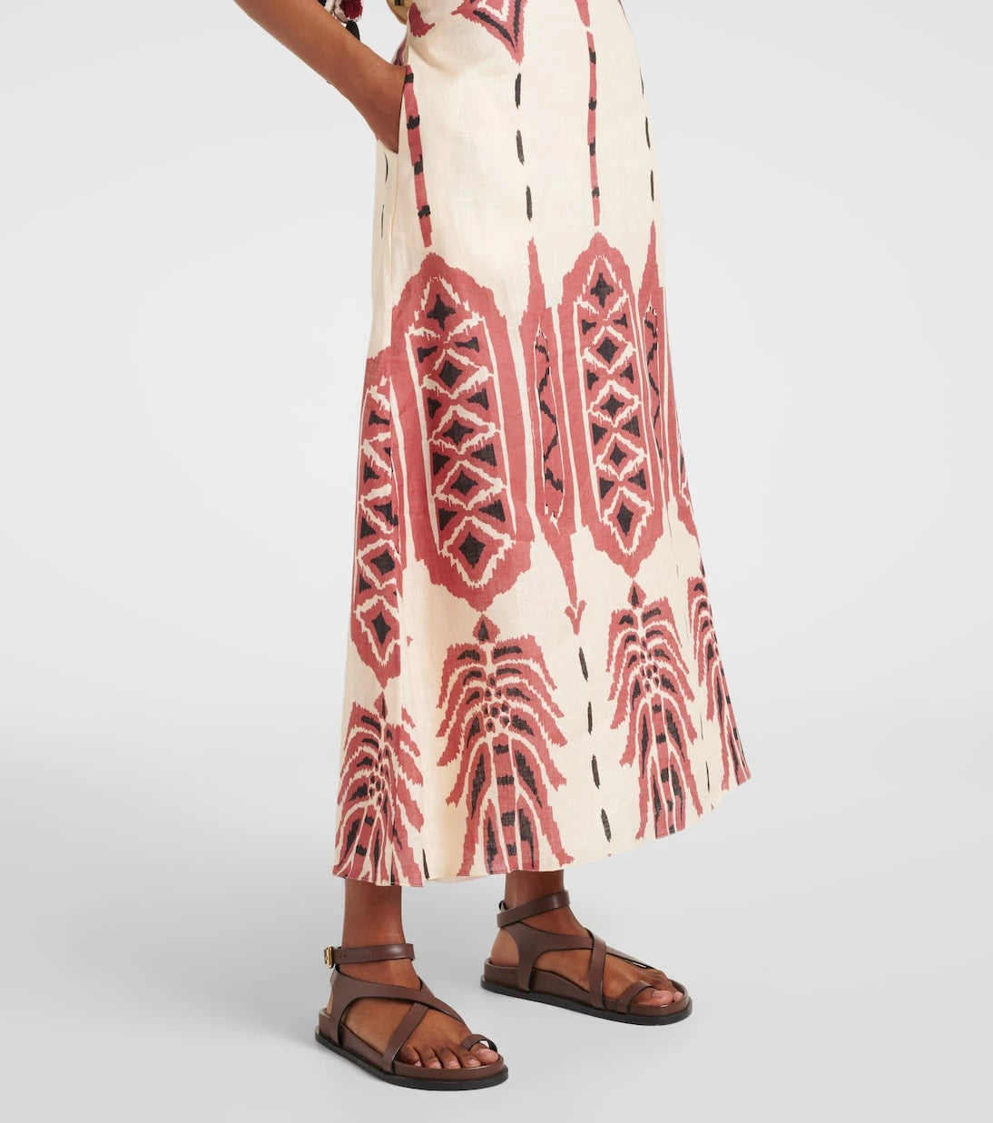 Johanna Ortiz - Embroidered printed linen midi dress