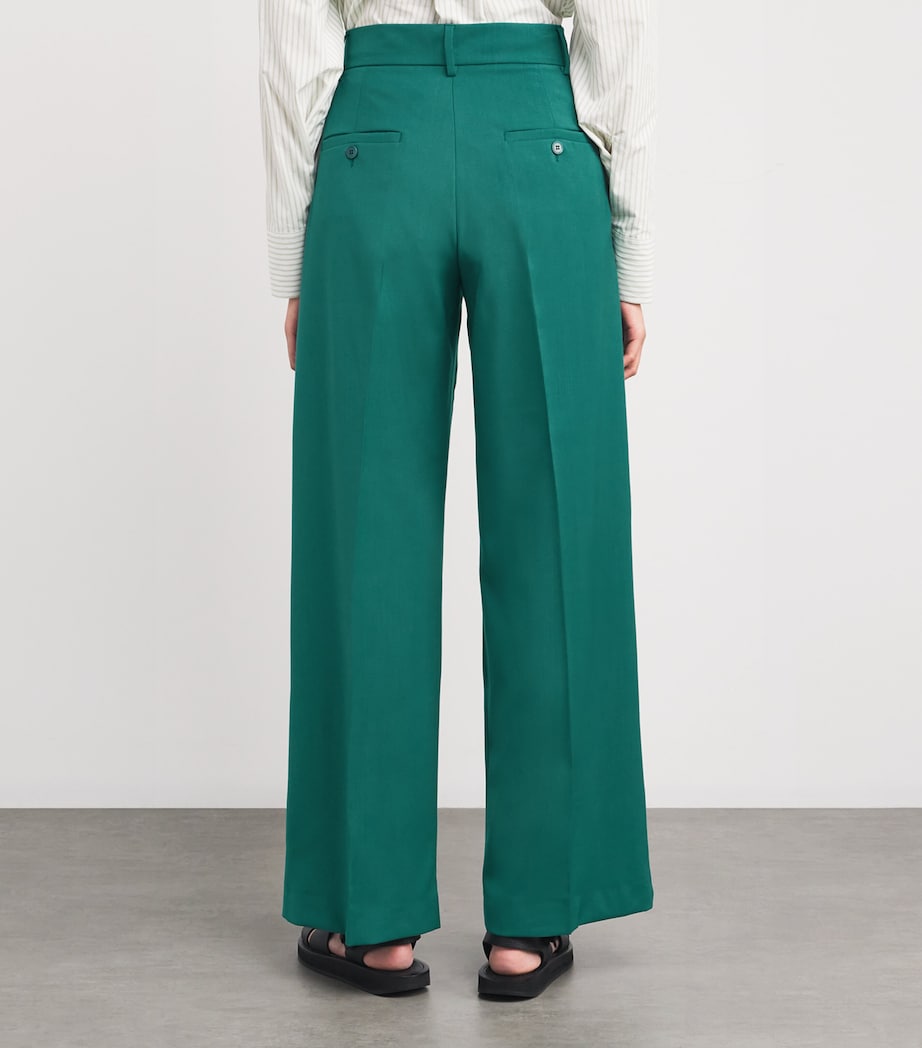 Green Virgin Wool Tailored Trousers