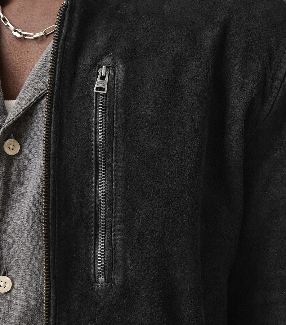 AllSaints Black Suede Kemble Bomber Jacket
