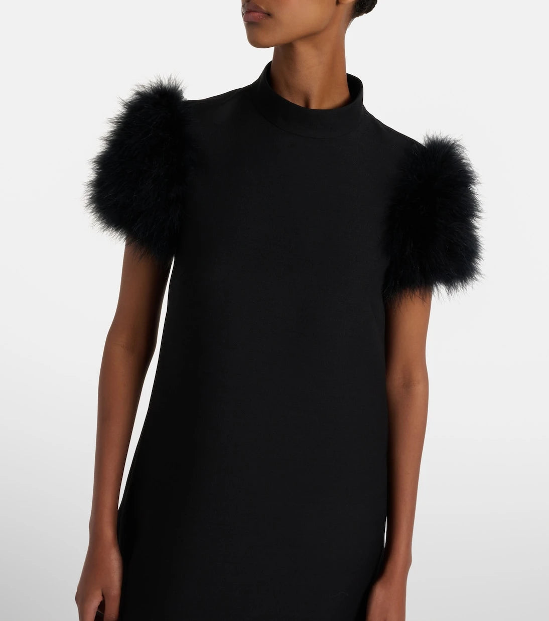 Valentino - Crepe Couture feather-trimmed minidress