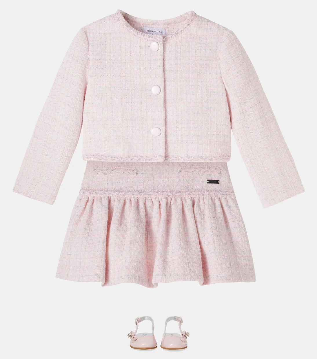 Monnalisa - Cropped cotton-blend lamé tweed jacket