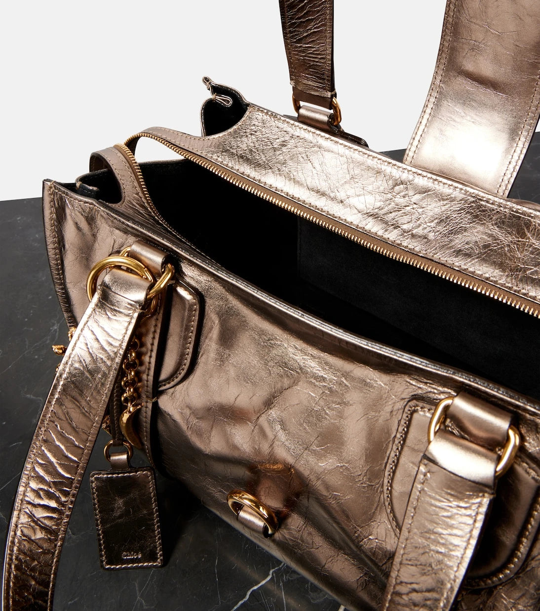 Chloé - Kerala 25 Large metallic leather tote bag