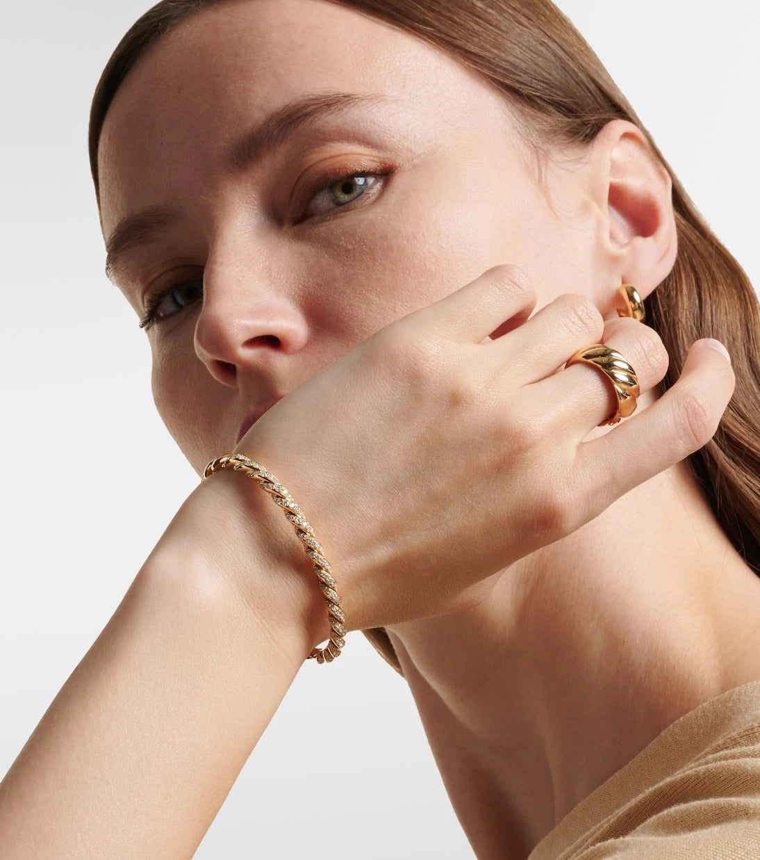 David Yurman - Sculpted Cable Flex® 18kt gold bracelet with diamonds