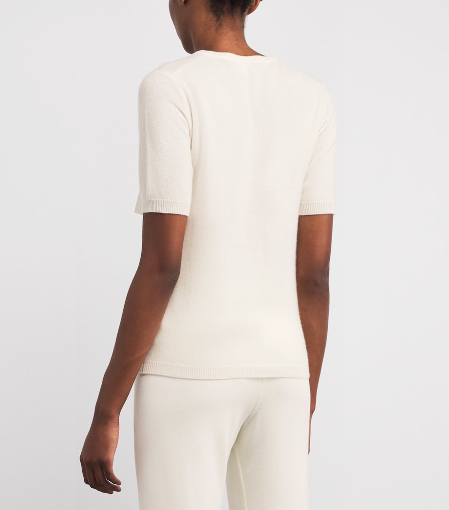 Soft Goat White Cashmere Short-Sleeve Sweater