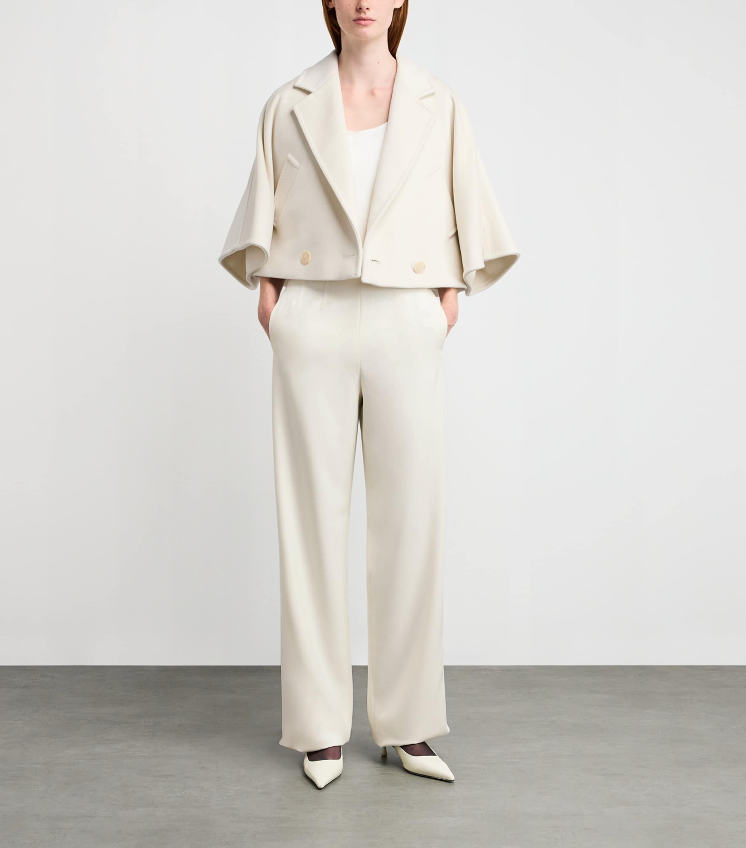 White Virgin Wool Wide-Leg Trousers