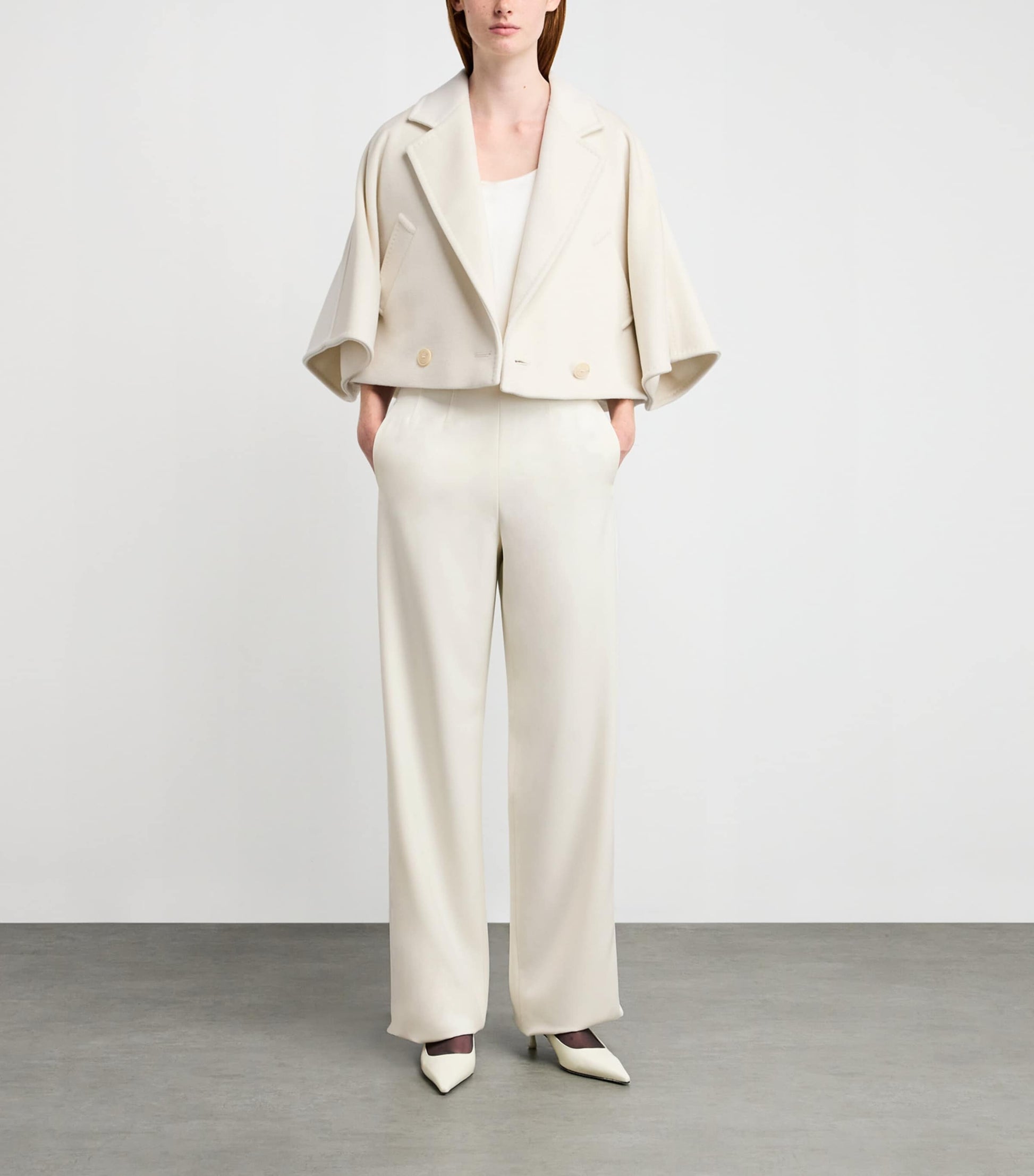 White Virgin Wool Wide-Leg Trousers