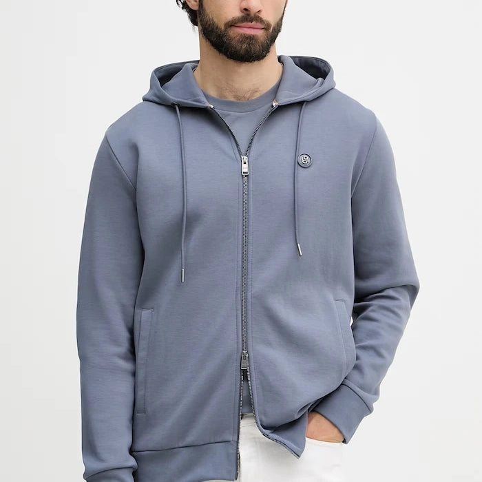 BOSS erkek pamuklu kapüşonlu ve fermuarlı sweatshirt C-Spence 01