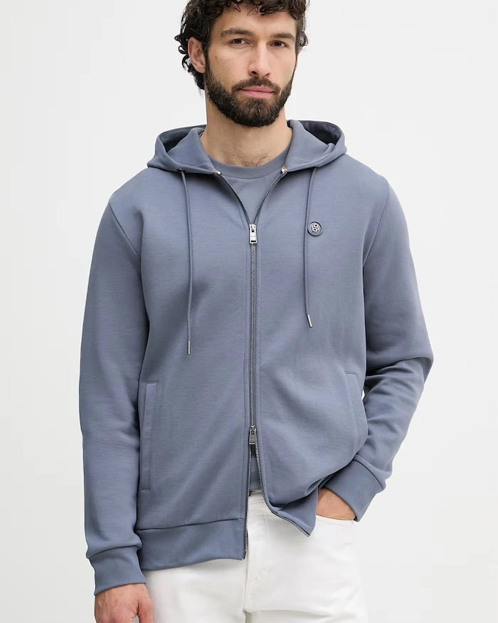 BOSS erkek pamuklu kapüşonlu ve fermuarlı sweatshirt C-Spence 01