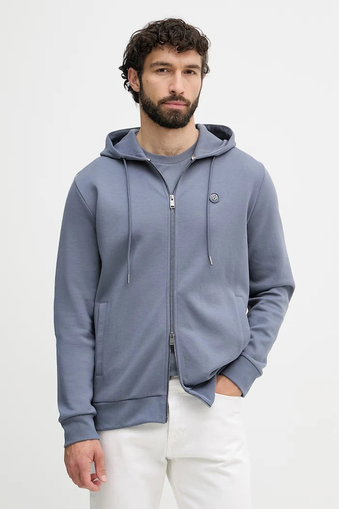 BOSS erkek pamuklu kapüşonlu ve fermuarlı sweatshirt C-Spence 01