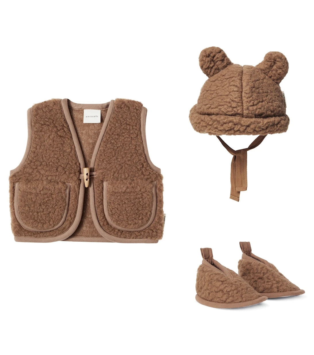 Binibamba - Baby wool beanie, booties, and vest set