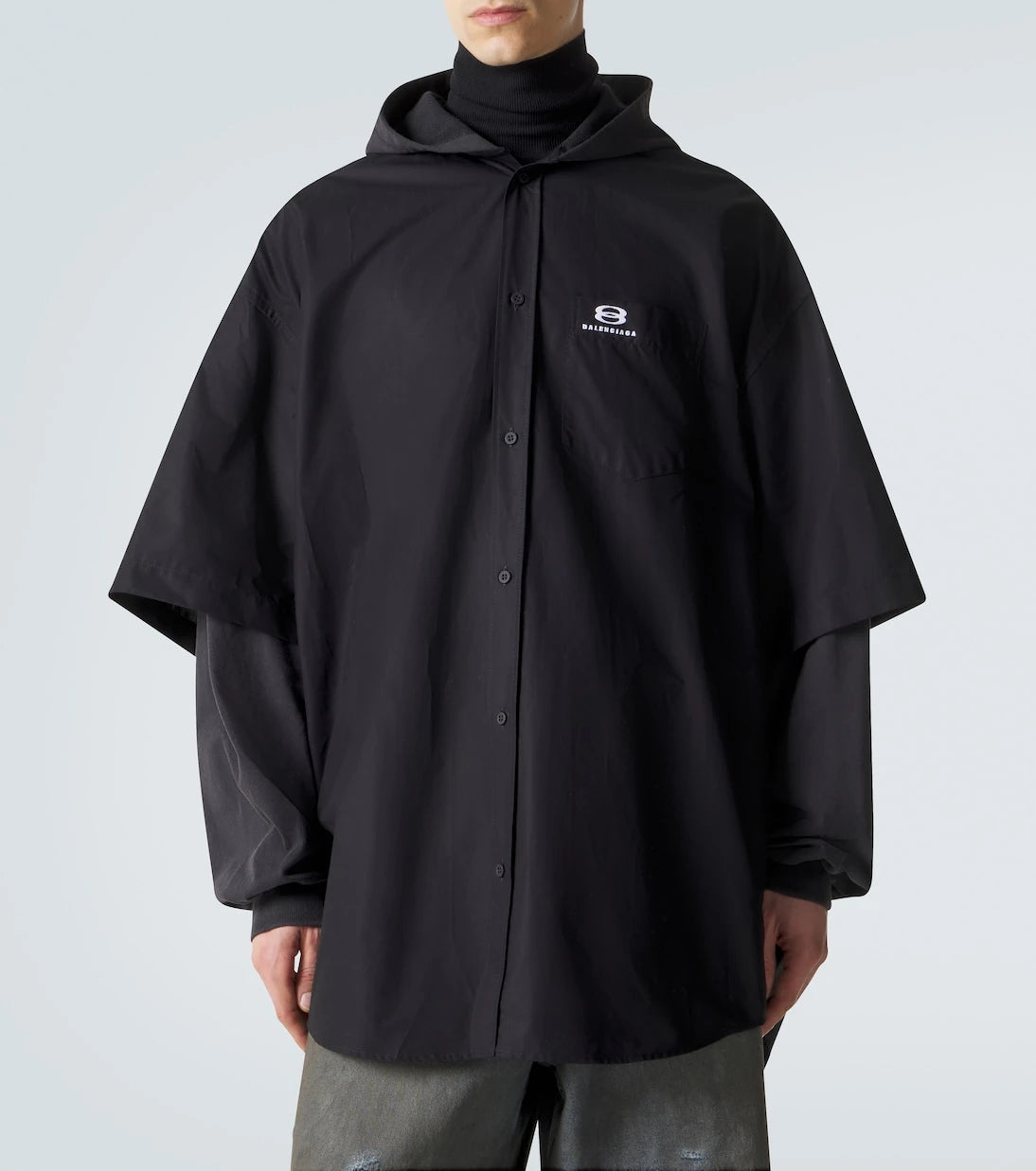 Balenciaga - Patched cotton poplin and fleece jacket