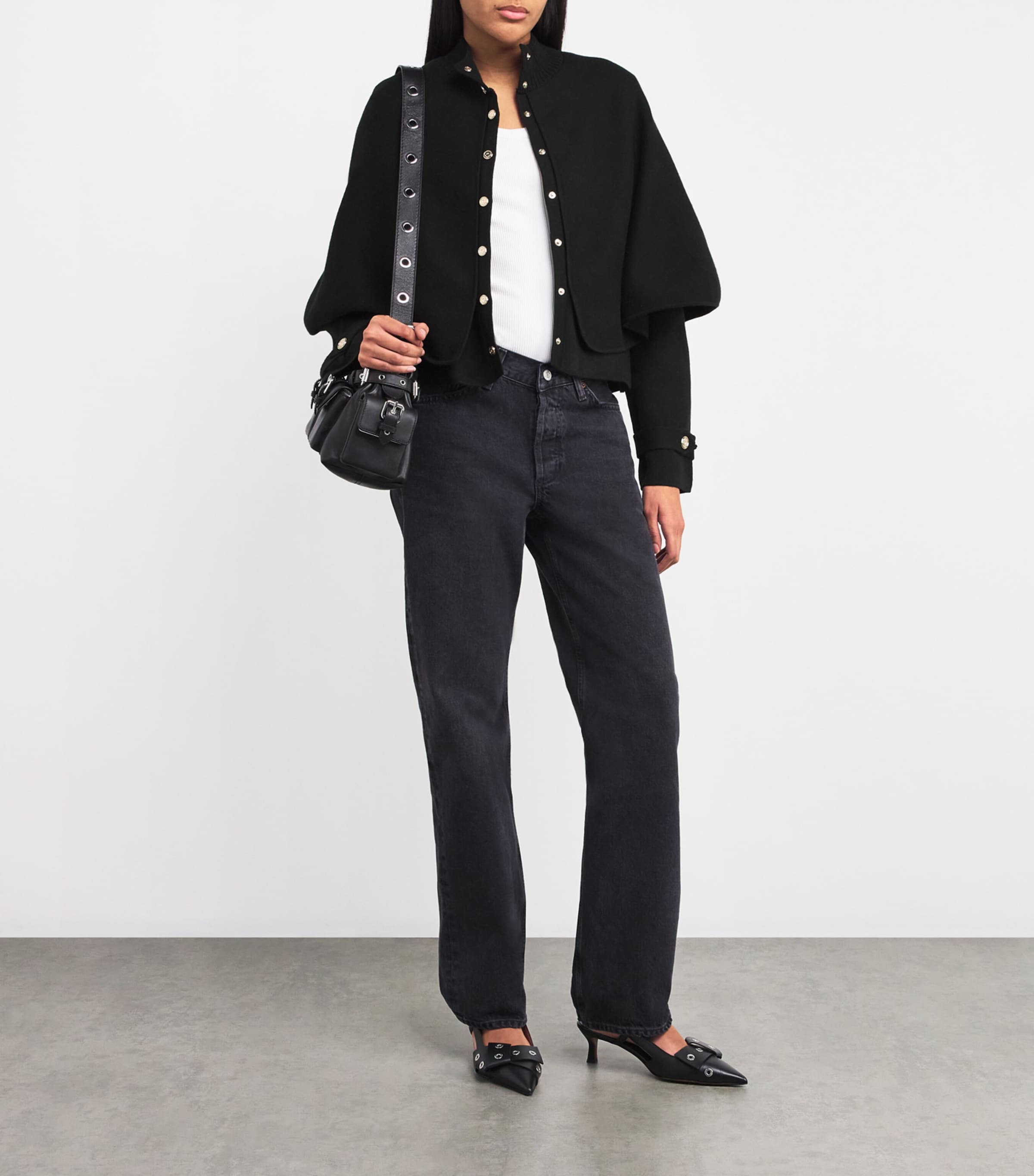 Maje Black Cape-Effect Cardigan