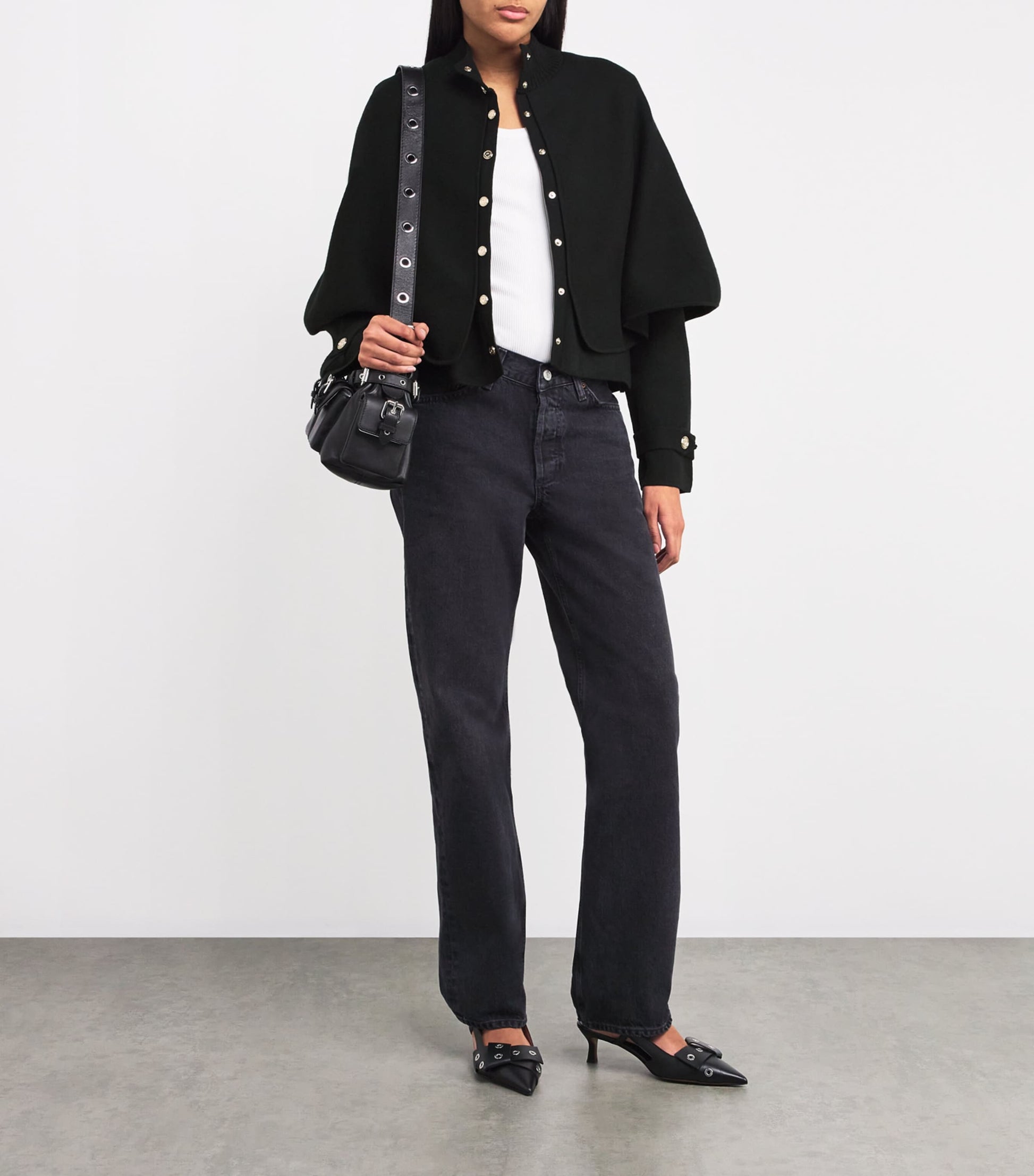 Maje Black Cape-Effect Cardigan