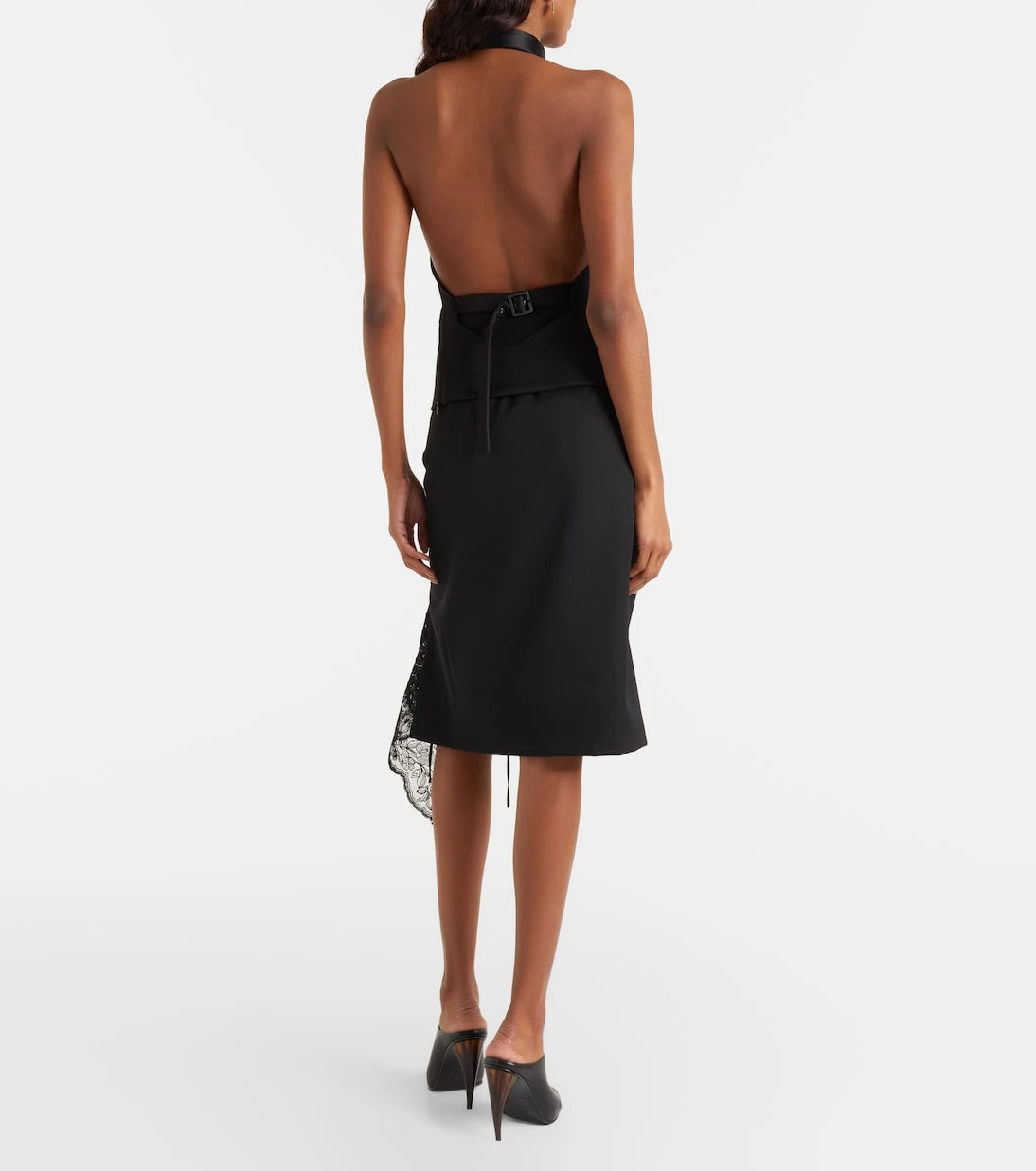 McQueen - Lace-trimmed pencil skirt