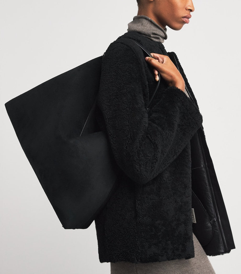 Toteme Black Suede Bevel Shoulder Bag