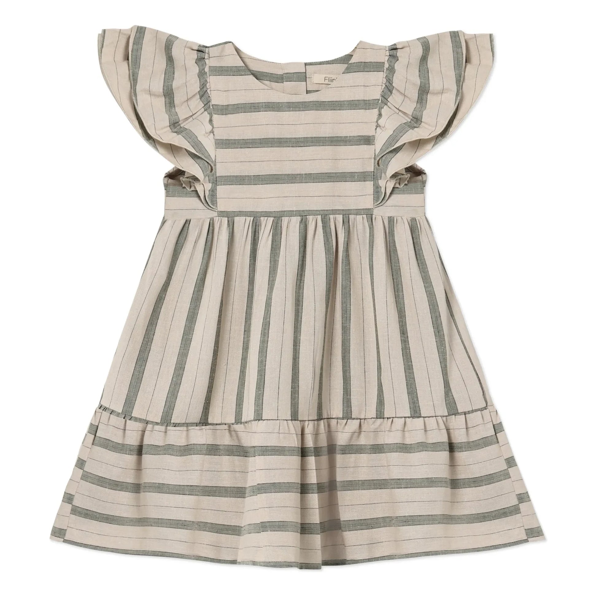 Fliink - Vira Striped Linen Dress | Ecru