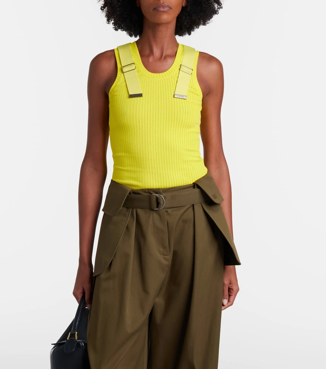 Loewe - Ribbed-knit cotton-blend tank top