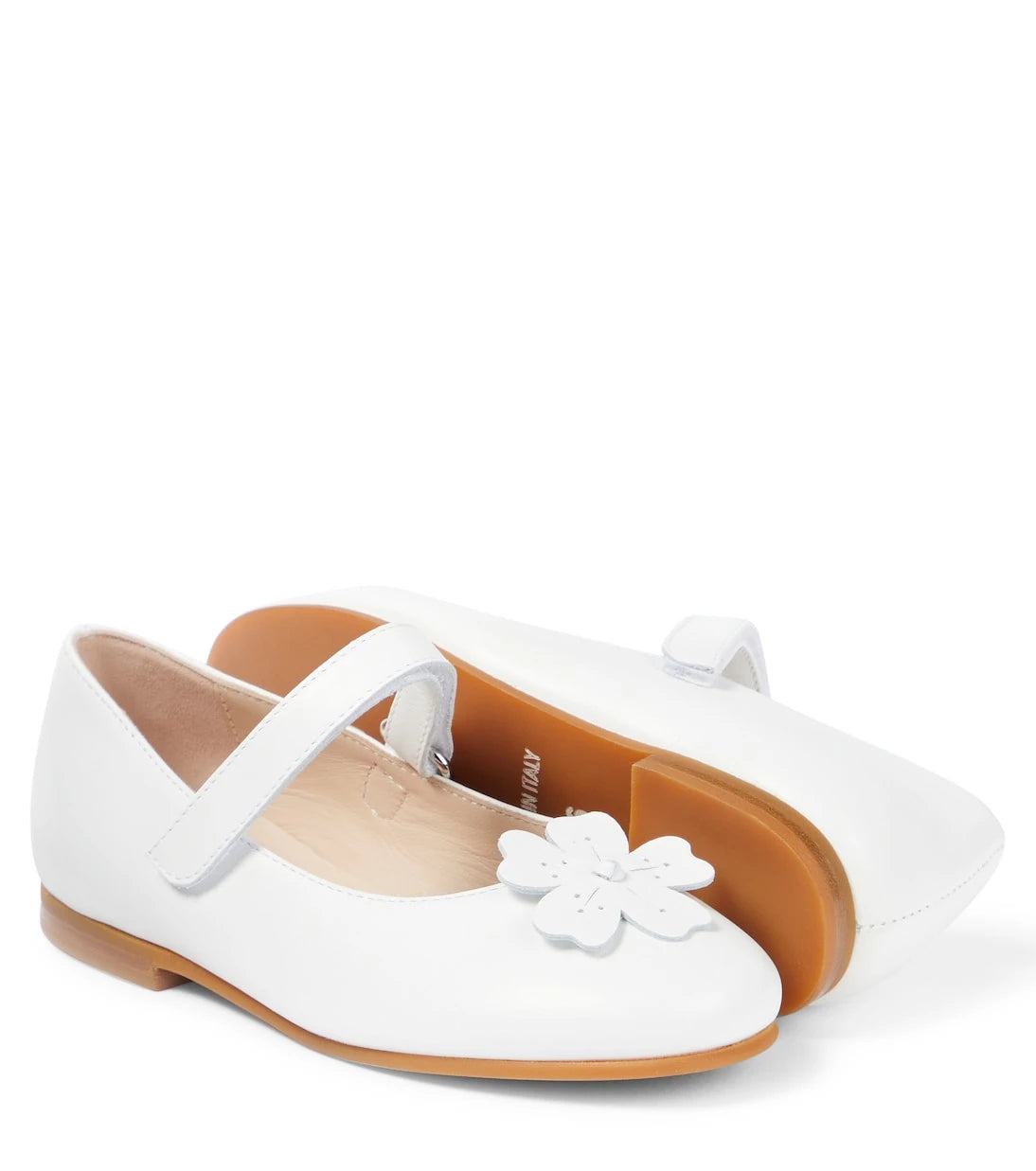 Il Gufo - Floral-appliqué leather Mary Jane flats