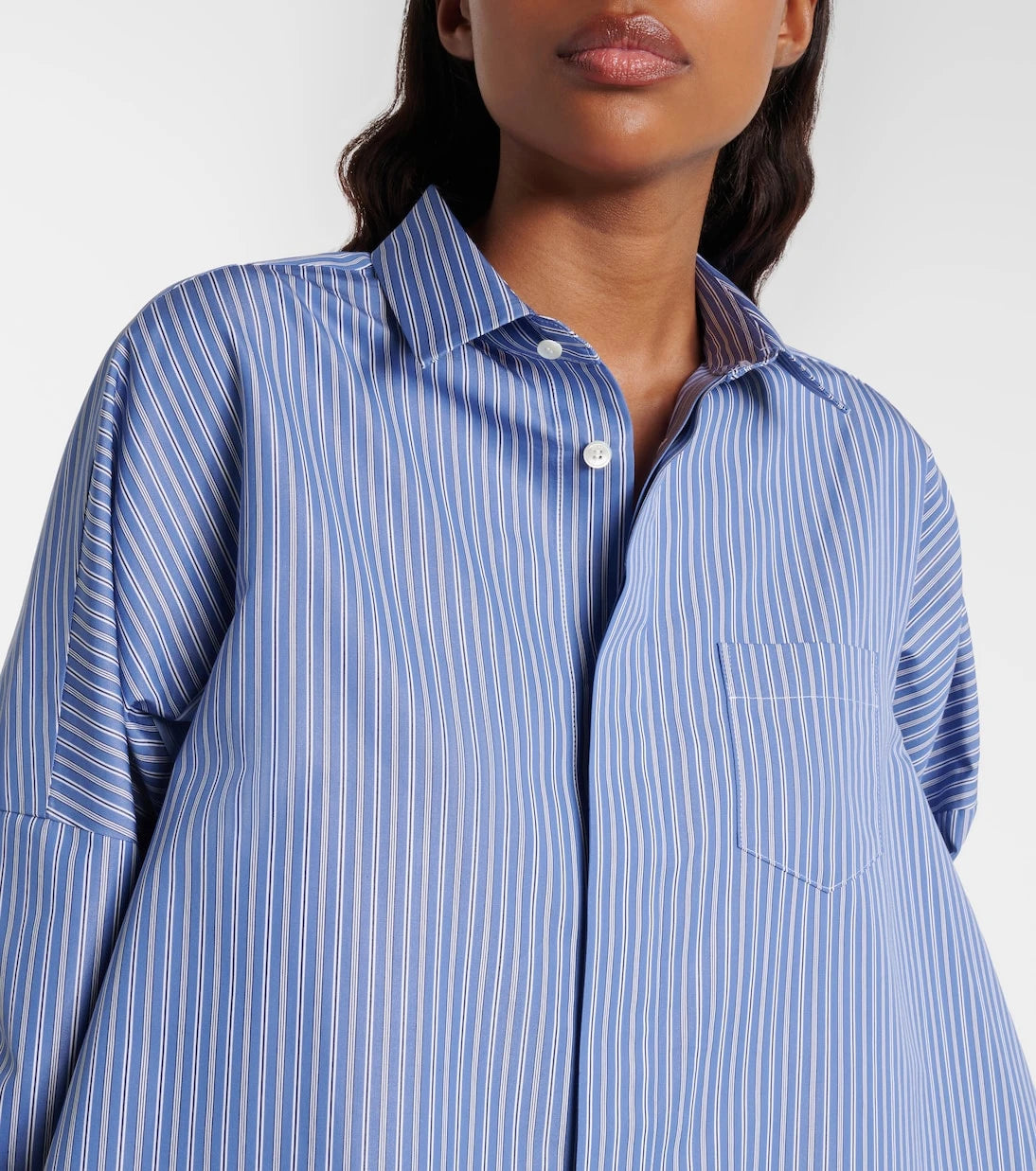 Sacai - Striped oversized cotton-blend shirt