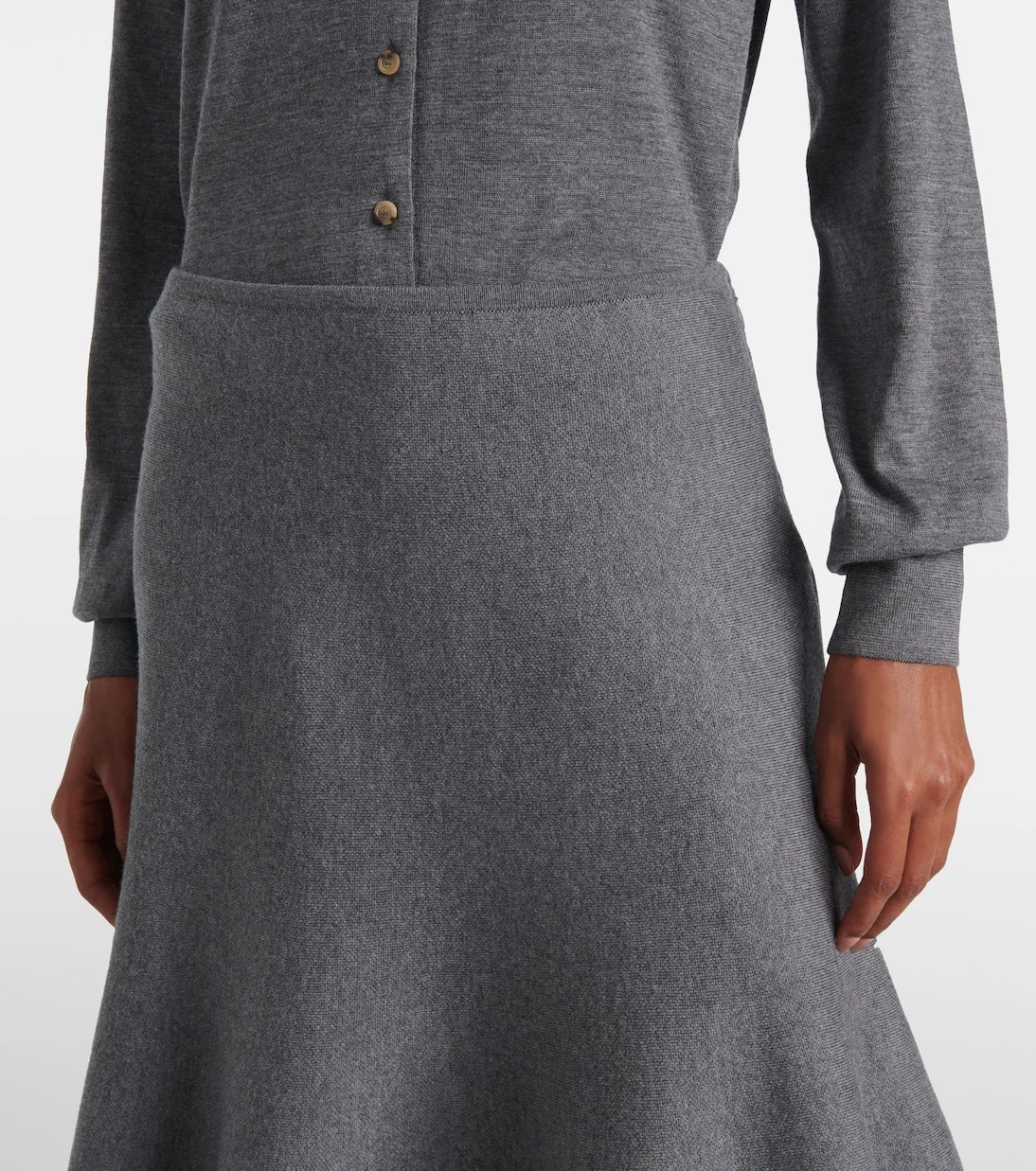 Khaite - Odil knitted wool-blend midi skirt