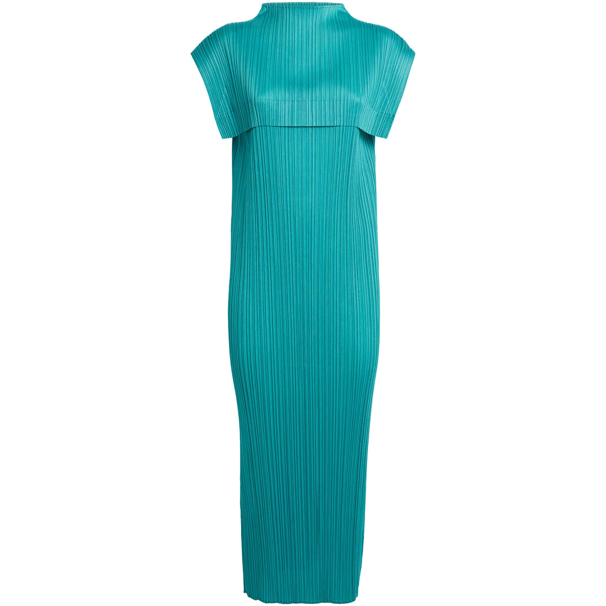 Pleats Please Issey Miyake Green Monthly Colors June Midi Dress
