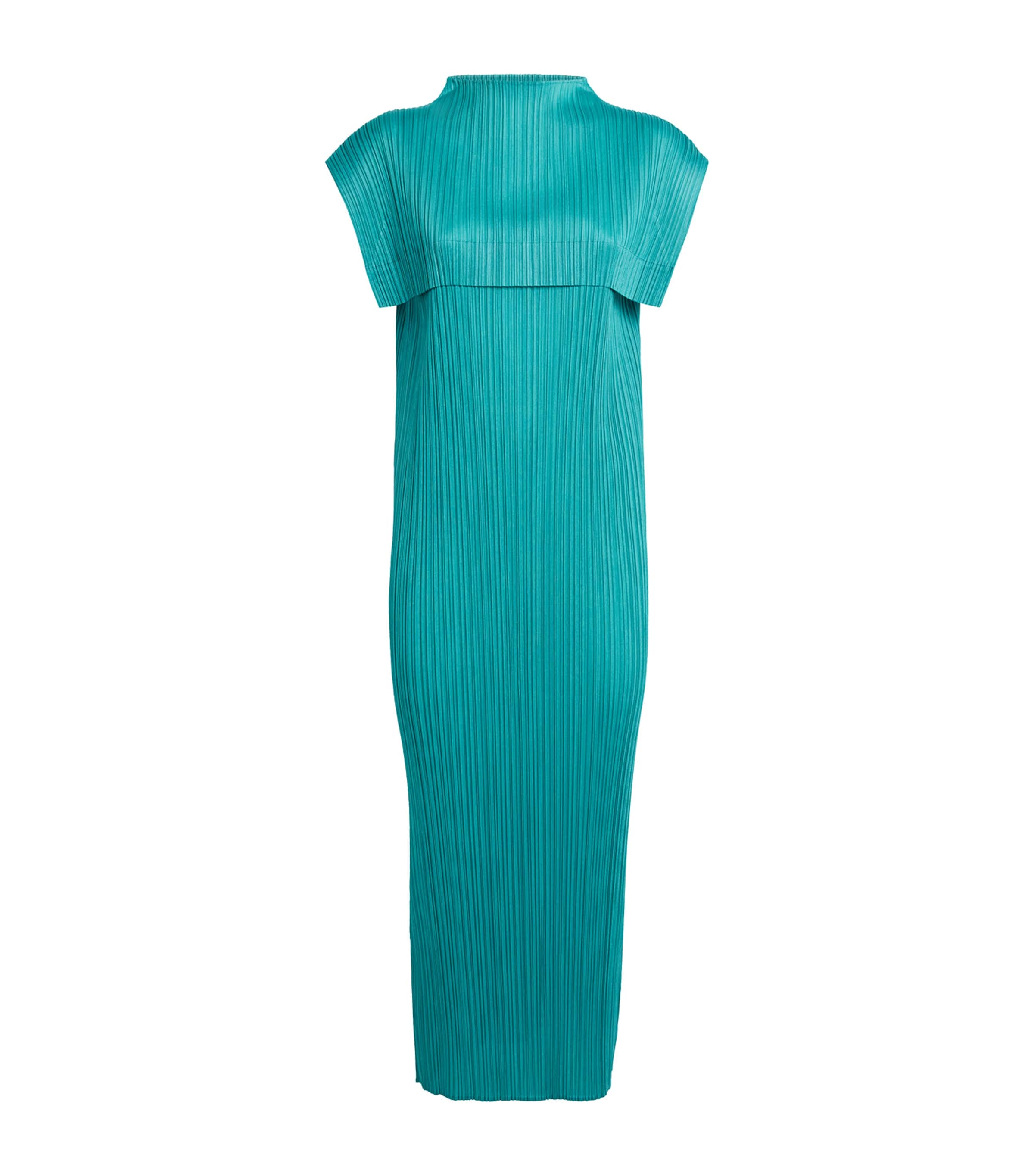 Pleats Please Issey Miyake Green Monthly Colors June Midi Dress