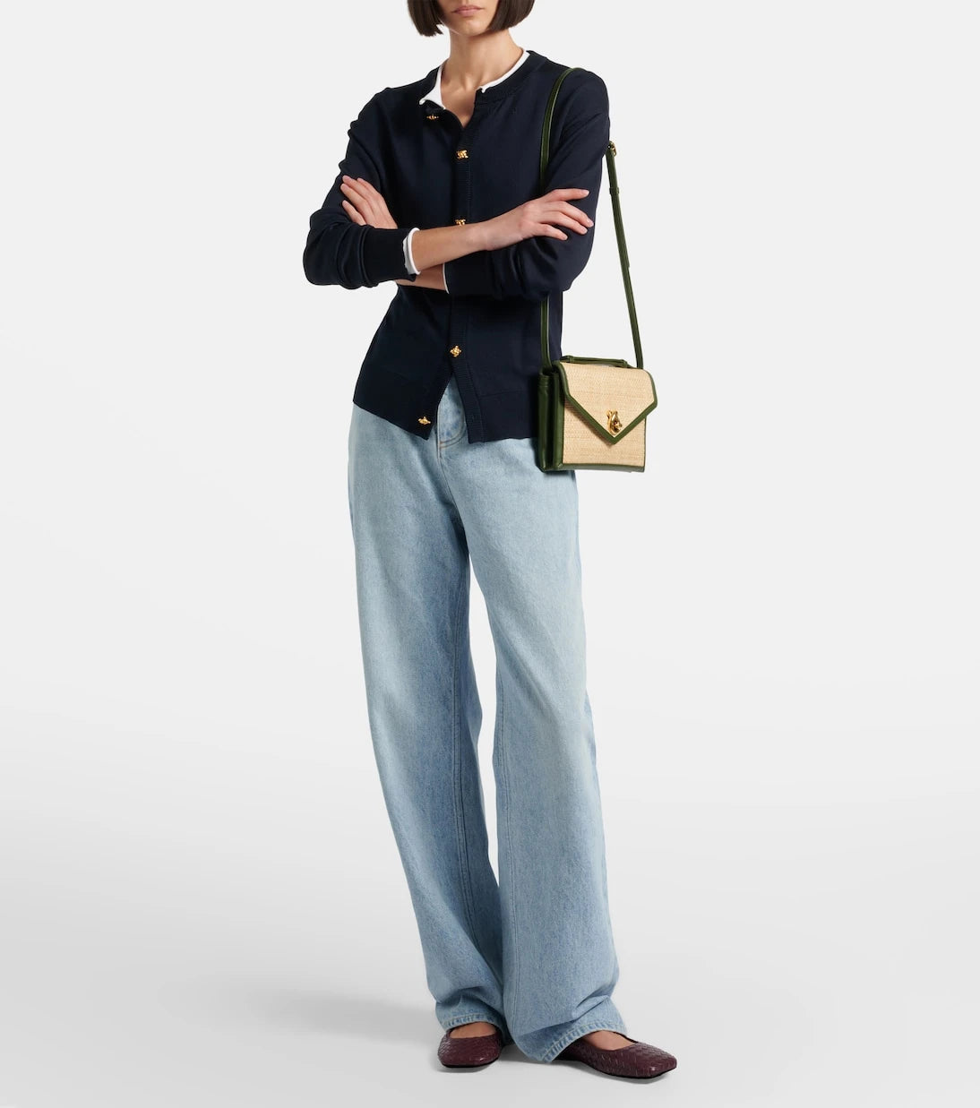 Bottega Veneta - Knot Lock Medium raffia top-handle bag
