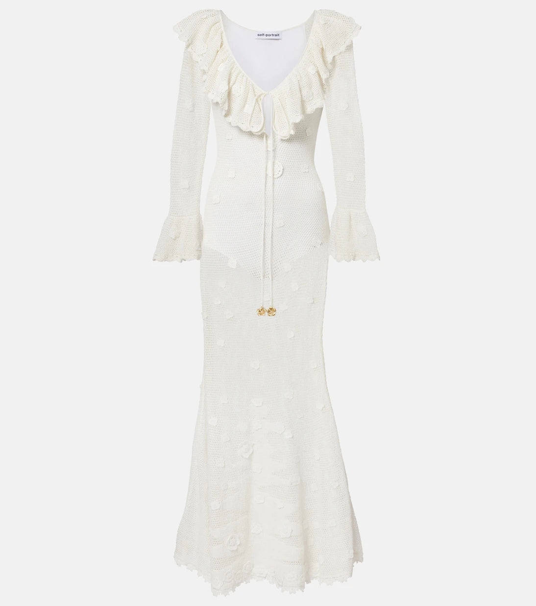 Self-Portrait - Embellished cotton-blend maxi dress