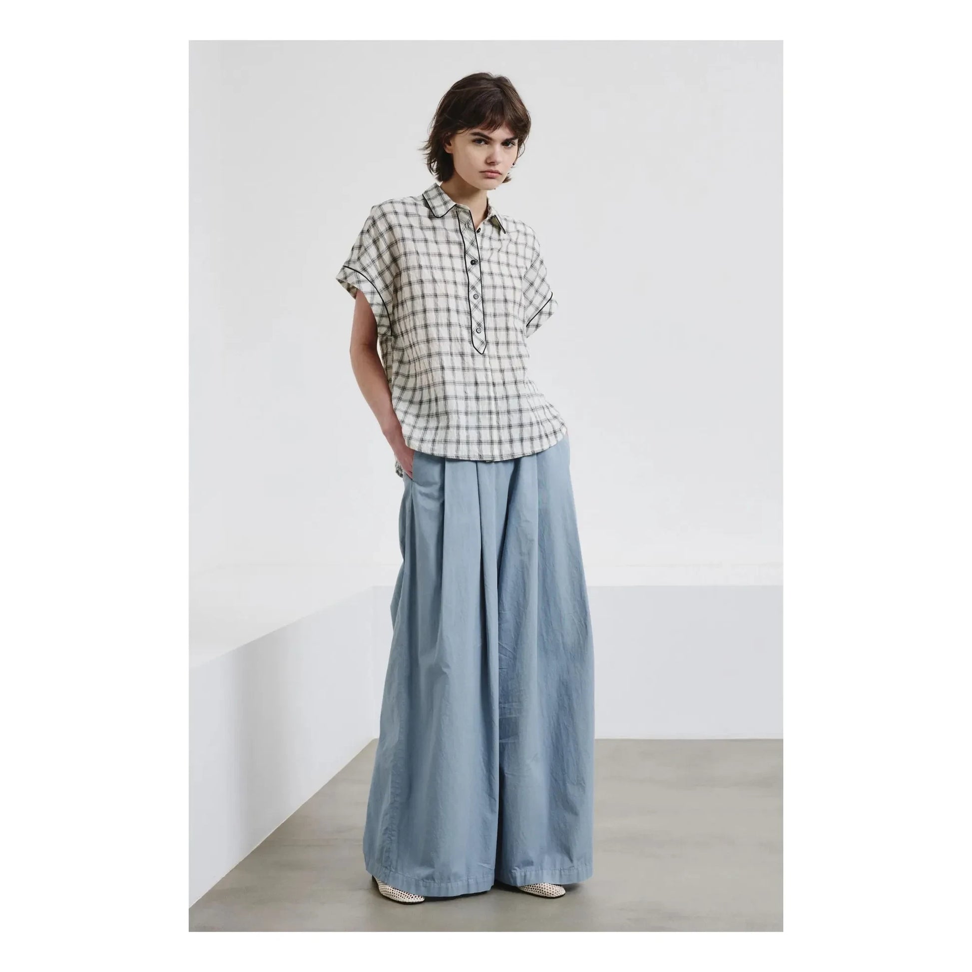Pomandère - Cotton Gabardine Pants | Grey blue
